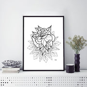 Rose Mandala Art Print 8.5 x 11" - XXL SCRUNCHIE & CO