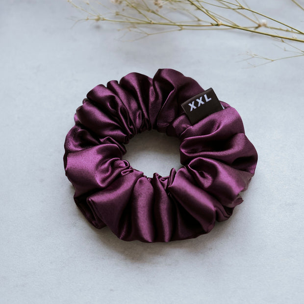 Theresa Purple Satin Mini Scrunchie / Aubergine