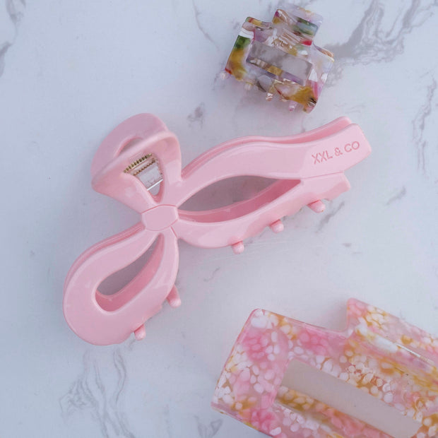 Hair Bow Ribbon Claw / Pink