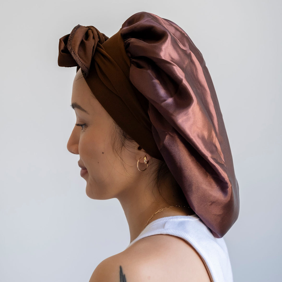 Satin Lined Xl Satin Bonnet Black XL Satin Bonnet Sleeping Set