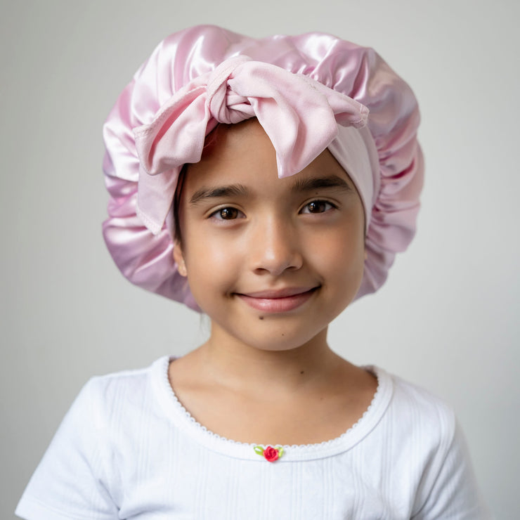 satin bonnet kids / pink
