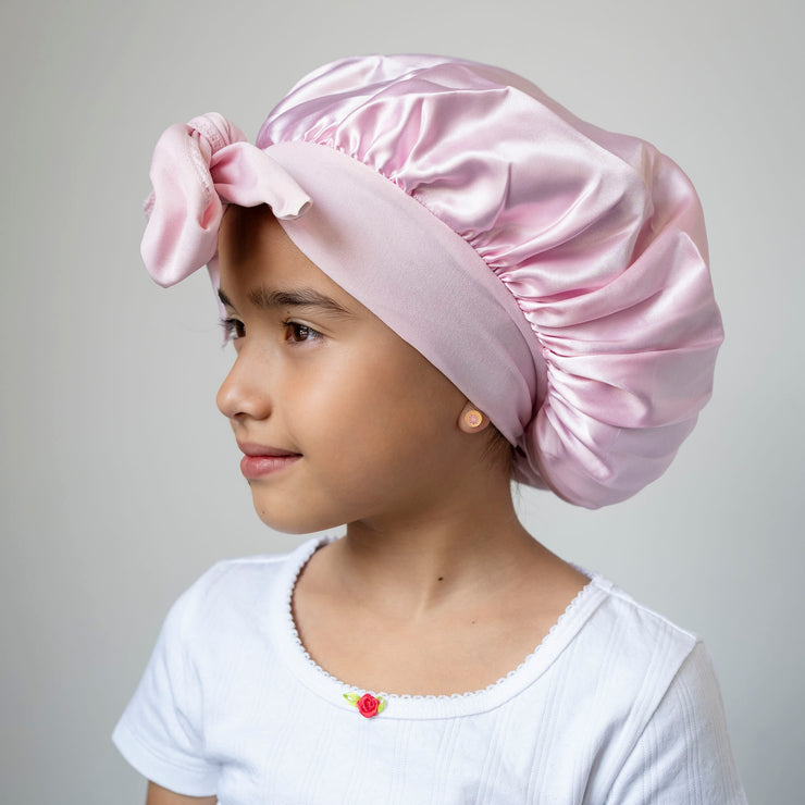 satin bonnet kids / pink