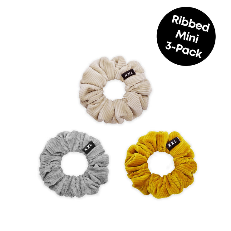 Ribbed Mini Scrunchie Velvet 3-Pack