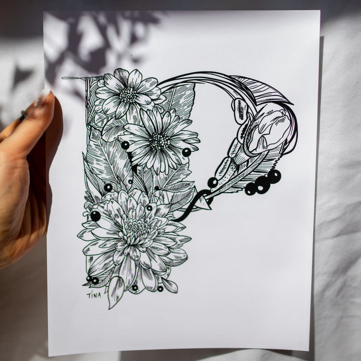 floral intitial print / p