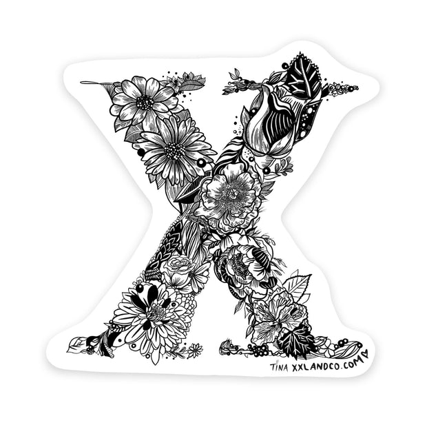 XXL&CO Floral "X" Sticker - XXL SCRUNCHIE & CO / BLACK