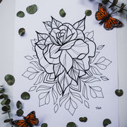 Rose Mandala Art Print 8.5 x 11" - XXL SCRUNCHIE & CO