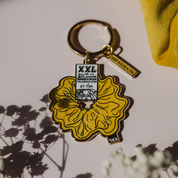 Scrunchie Keychain / Yellow Glitter